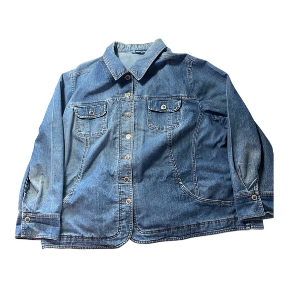 PENNINGTONS Jean Jacket Womens 3X Denim Blue Casual Button Up Plus Size - Picture 3 of 12